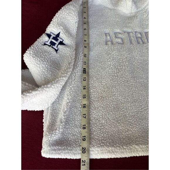 DKNY Sport Women's White Astros Fleece Pullover Long Sleeve Hoodie Large - Picture 3 of 5